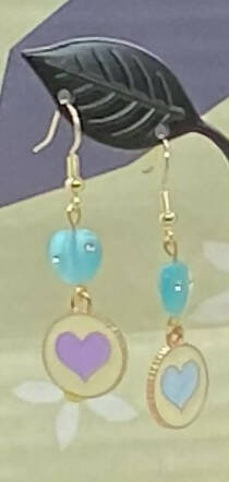 Pastel Heart Earrings with Glass Beads