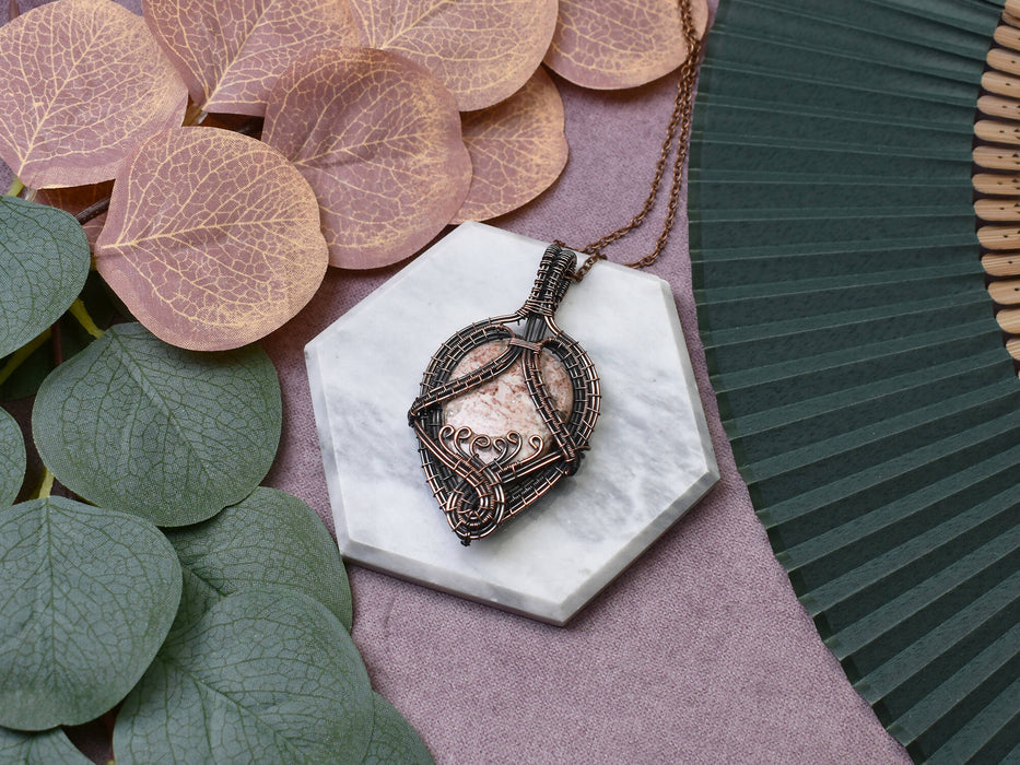 Wire Wrapped Copper Pendant With Crazy Lace Agate
