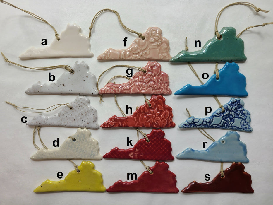 VA Virginia Christmas Ornament - Pottery Ornament