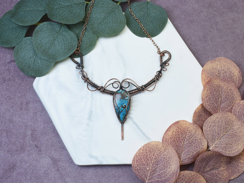 Wire Wrapped Copper Necklace with Turquoise