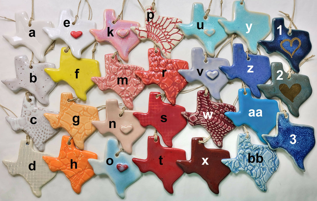 TX Texas Christmas Ornament - Pottery Ornament
