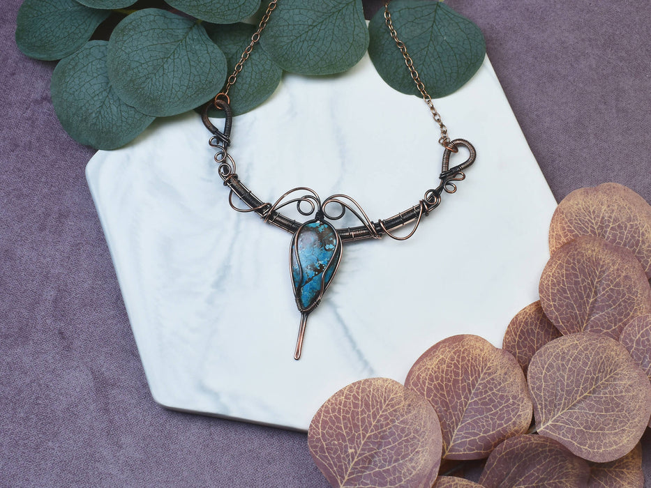 Wire Wrapped Copper Necklace with Turquoise