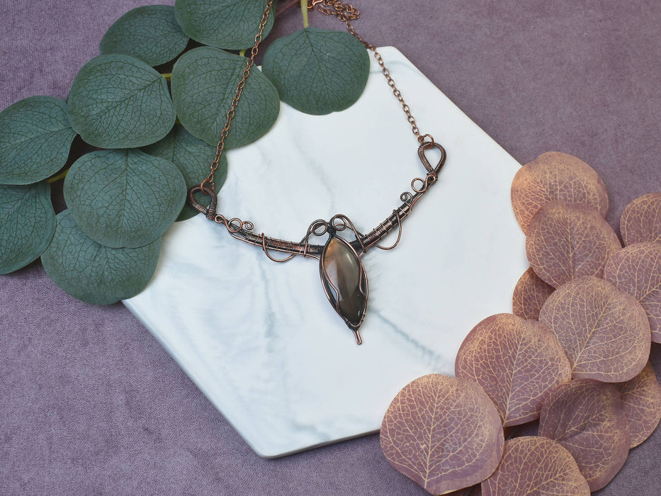 Wire Wrapped Copper Necklace with Labradorite