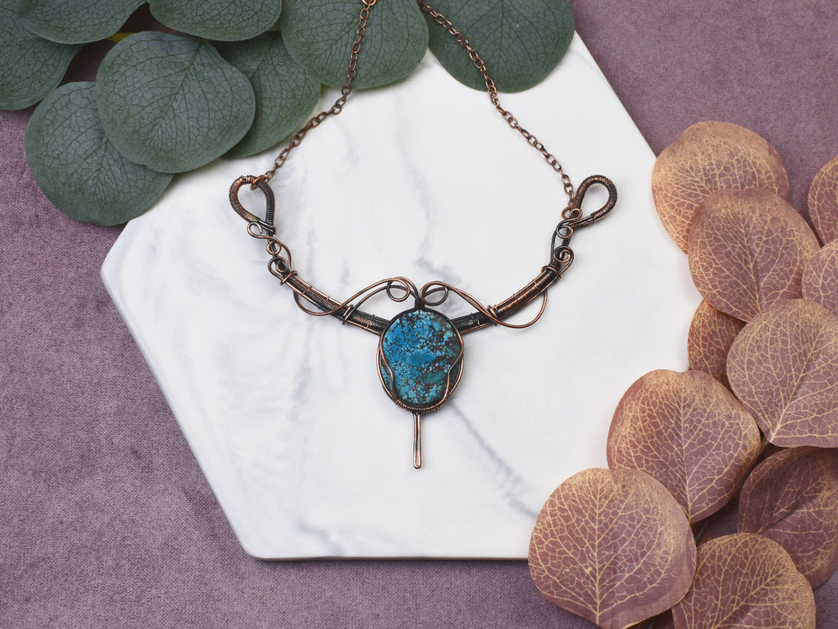 Wire Wrapped Copper Necklace with Turquoise
