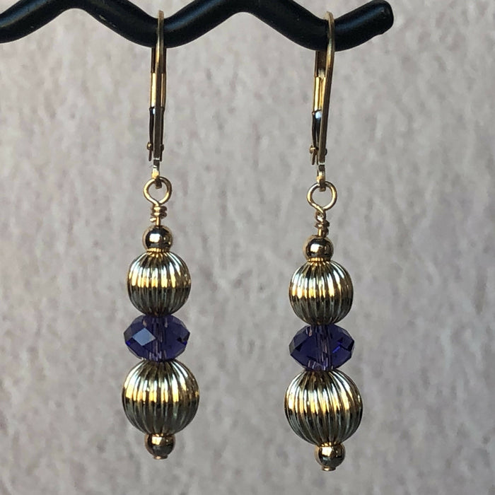 Gold-Filled Violet Swarovski Crystal Earrings