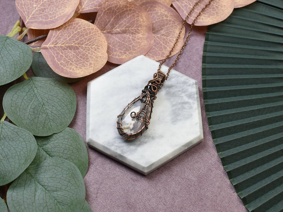 Wire Wrapped Copper Pendant With Dendrite Opal