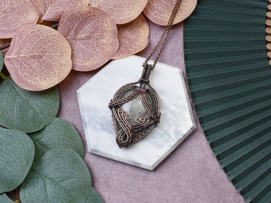 Wire Wrapped Copper Pendant with Black Rutiled Quartz