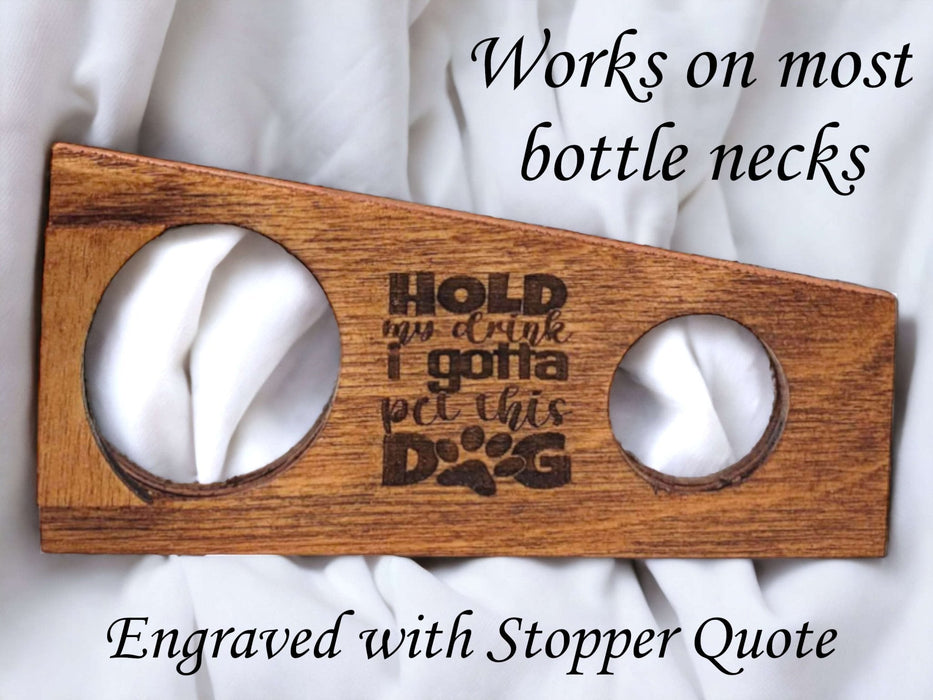 'Rescue Dogs...' Cherry Bottle Stopper & Engraved Coaster Set