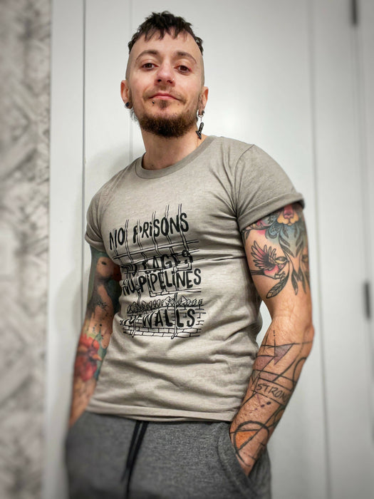 No Prisons, No Cages, No Walls, No Pipelines Ethically Made Shirt, Crop Top and Sweatshirt