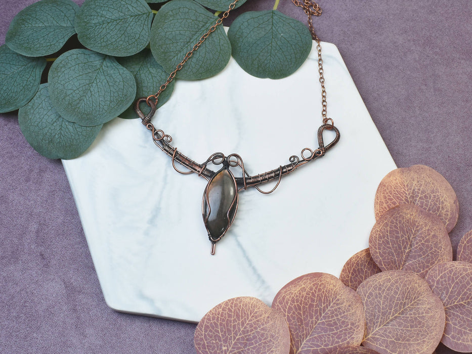 Wire Wrapped Copper Necklace with Labradorite
