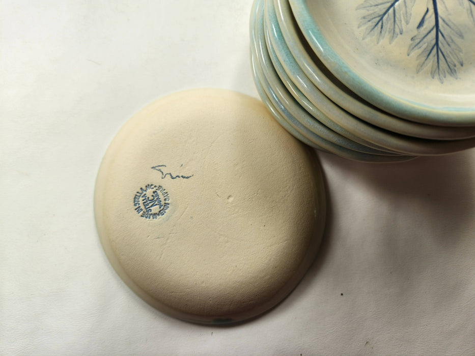 small pottery plate - ceramic dish with oak leaf impression