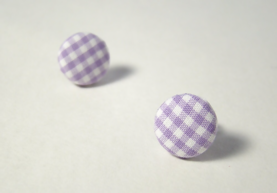 100% Cotton Fabric Cover Button Post Earrings