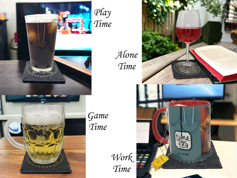 ‘Hold My Drink, Pet This Dog’ Engraved Slate Coaster Sets