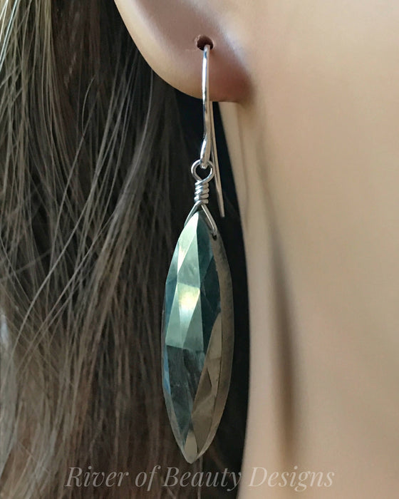 Long Pyrite Drops on Sterling Silver Ear Wires