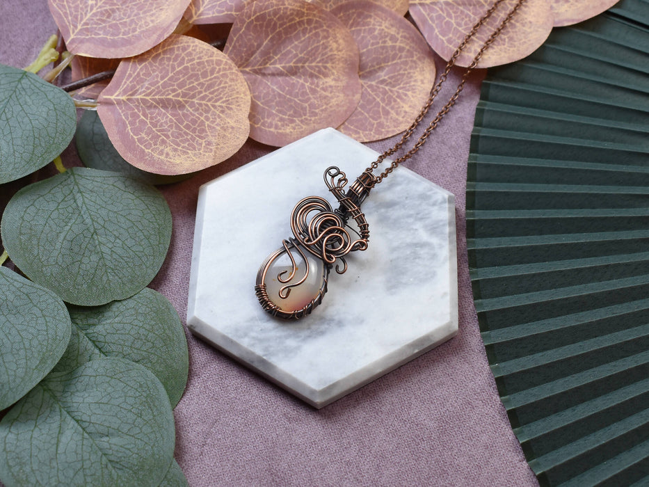 Wire Wrapped Copper Pendant With Agate