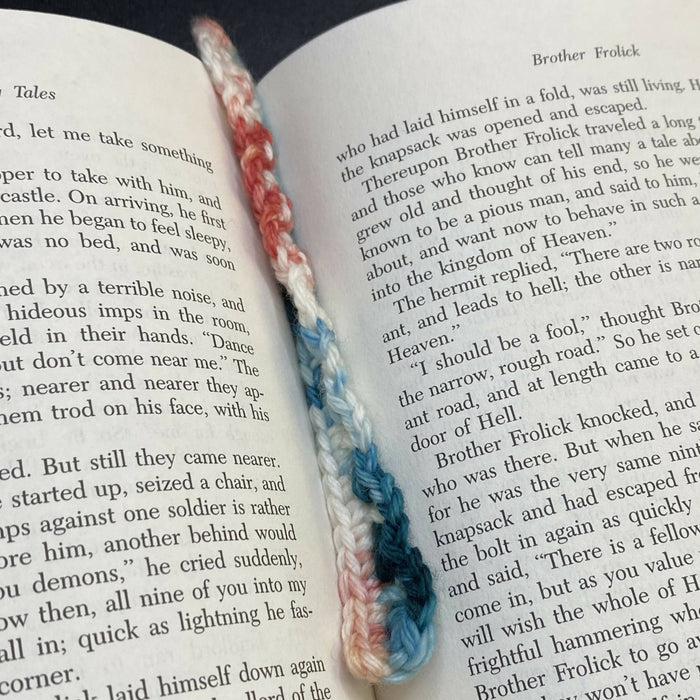 Crochet Bookmark in Co-op Colors