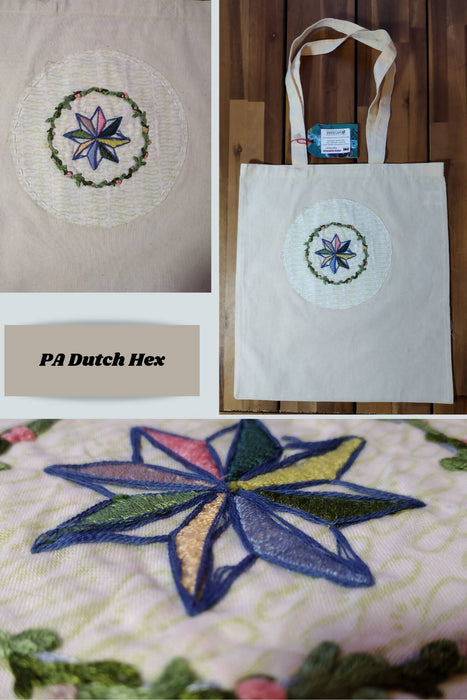 Hand embroidered tote bag - Pennsylvania Dutch collection