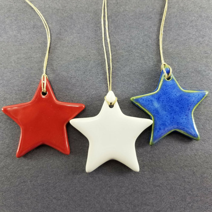 Star Ornaments - Pottery July 4th Ornaments