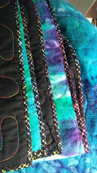 Modern Queen Quilt Rainbow Batik Color Block 82 x 100