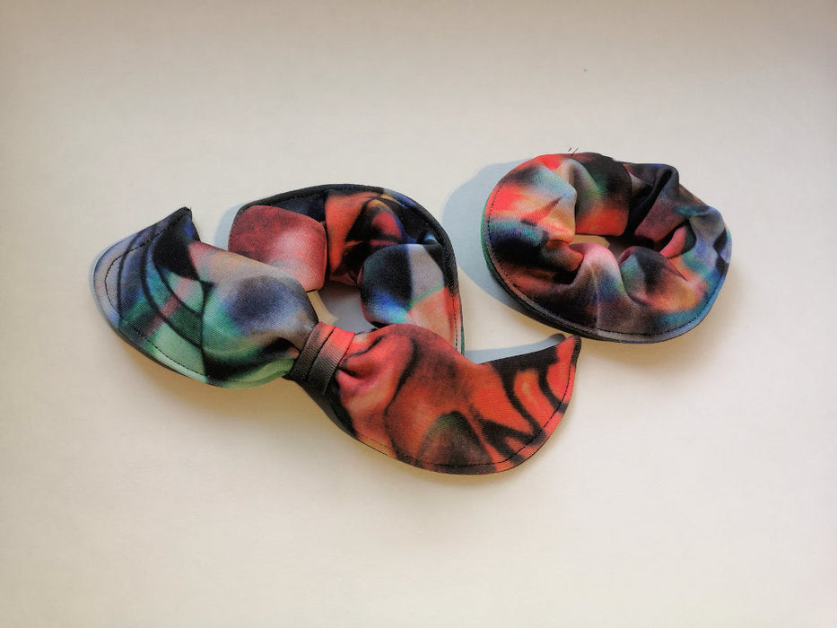 Mixed colors scrunchie, reused fabric, hair accessory, hair bow