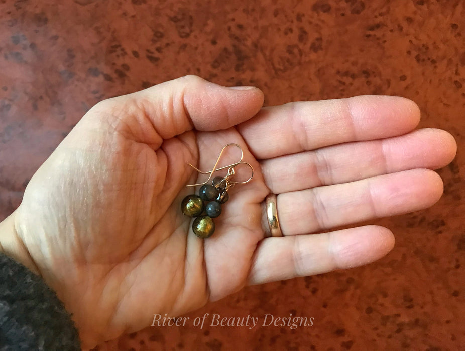 Black & Gold Murano Earrings with 14K Gold-Filled