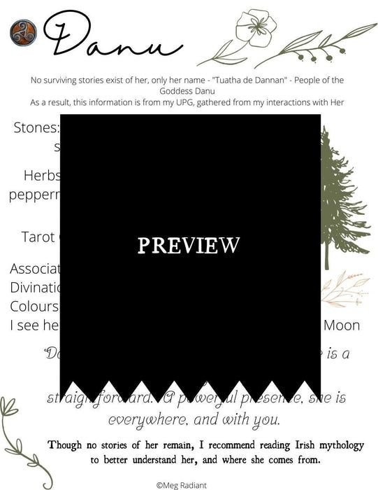 Danu Book of Shadows Page and Meeting Ritual