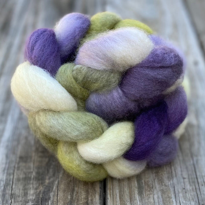 "Spring Violets" hand dyed BFL wool
