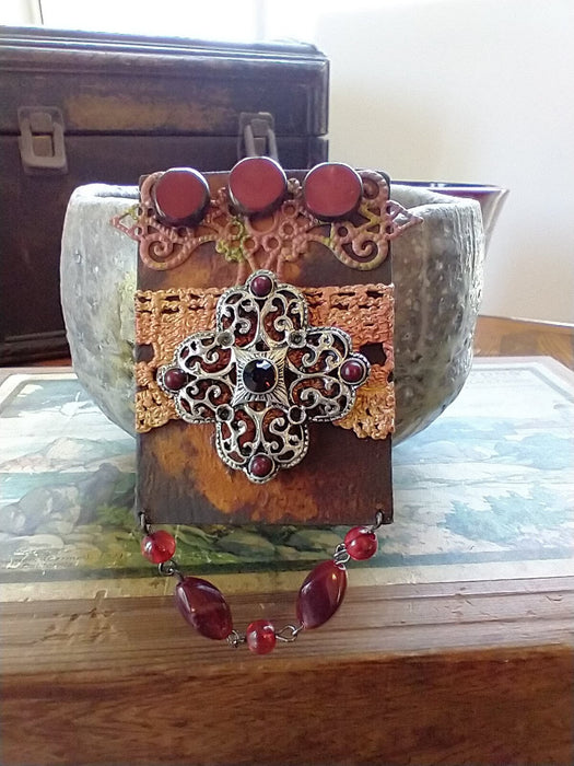 Greek Cross Rusty Brooch/Pin