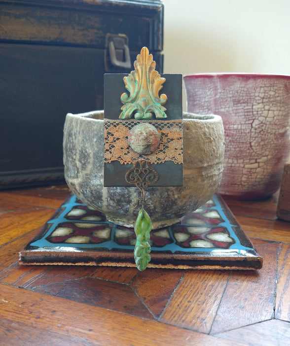 Green Goddess Rusty Brooch/Pin