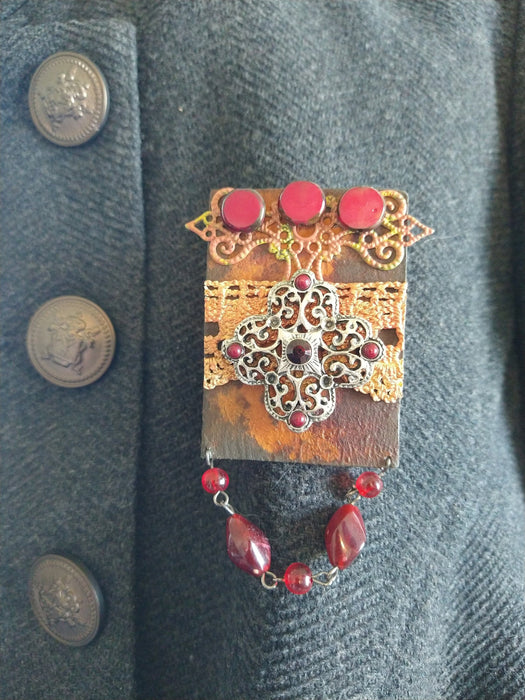 Greek Cross Rusty Brooch/Pin