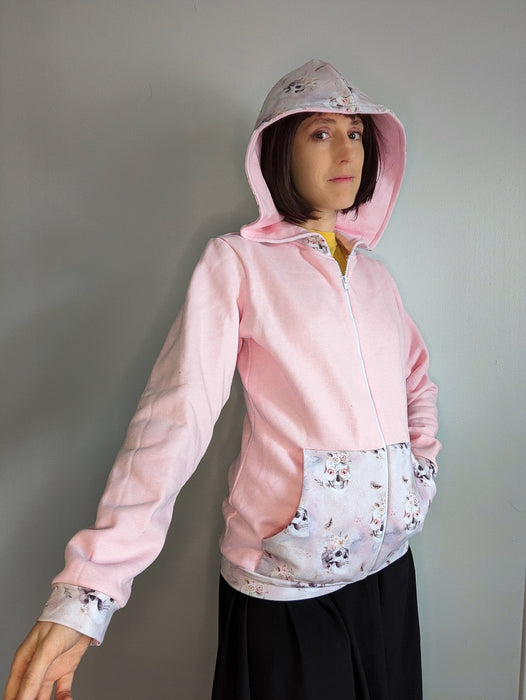 Flowers and skulls basic zip up hoodie