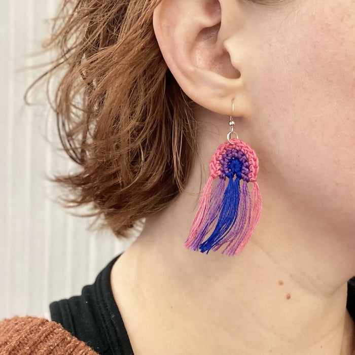 Pride Crochet Tassel Earrings | Bi, Lesbian, Asexual & Trans Pride Earrings