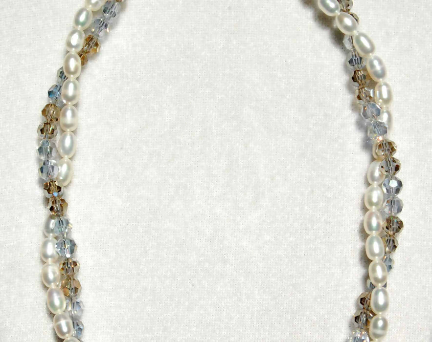 Pearl and Crystal Multistrand Necklace