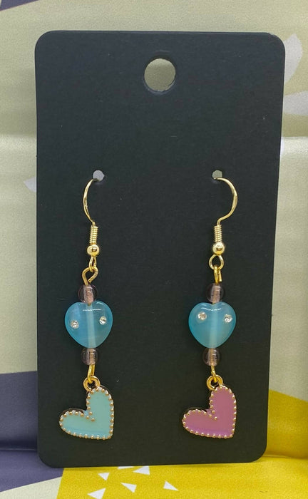 Pastel Heart Earrings with Glass Beads