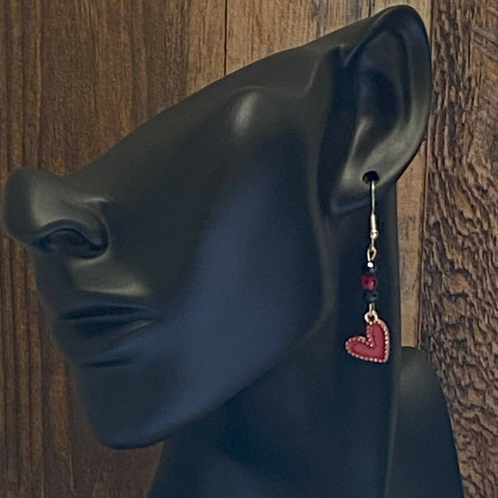 Heart Earrings - Enamel and Glass