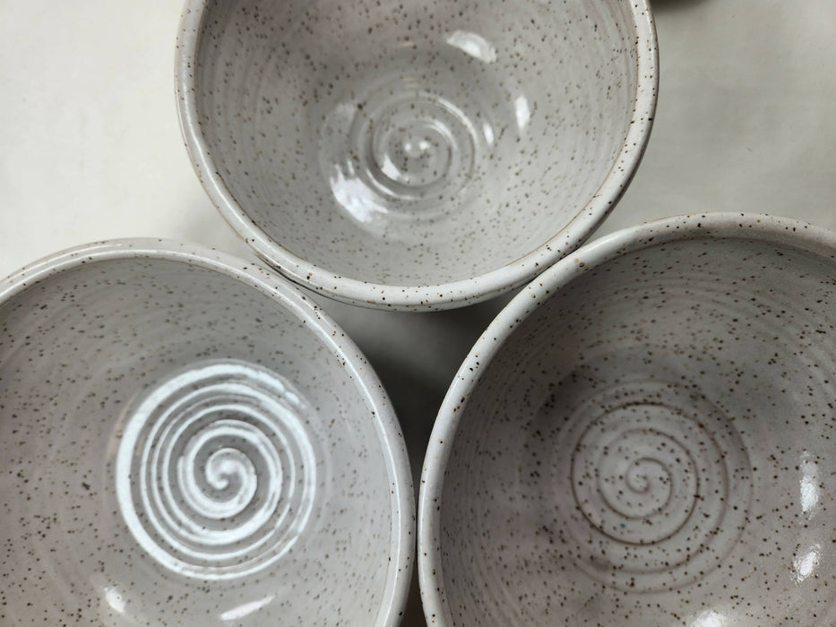 Speckled White Pottery Bowls - ceramic bowls