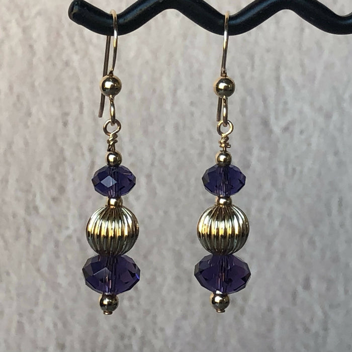 Gold-Filled Violet Swarovski Crystal Earrings