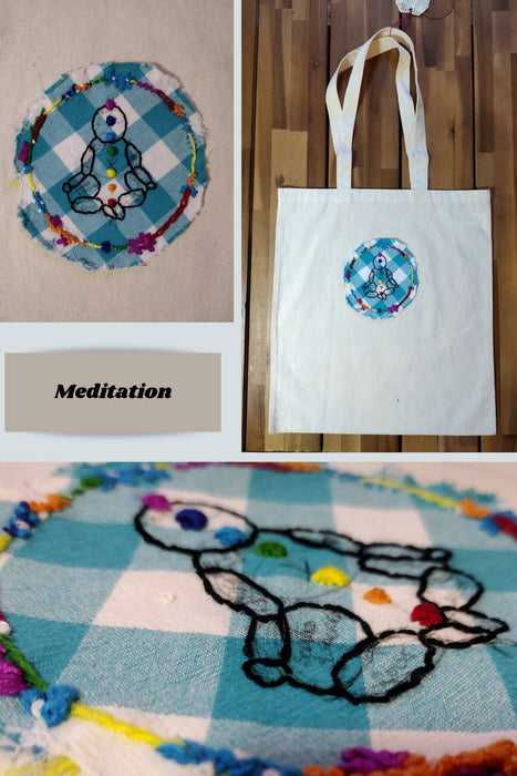 Hand embroidered tote bag - Peace Love & Butterflies collection