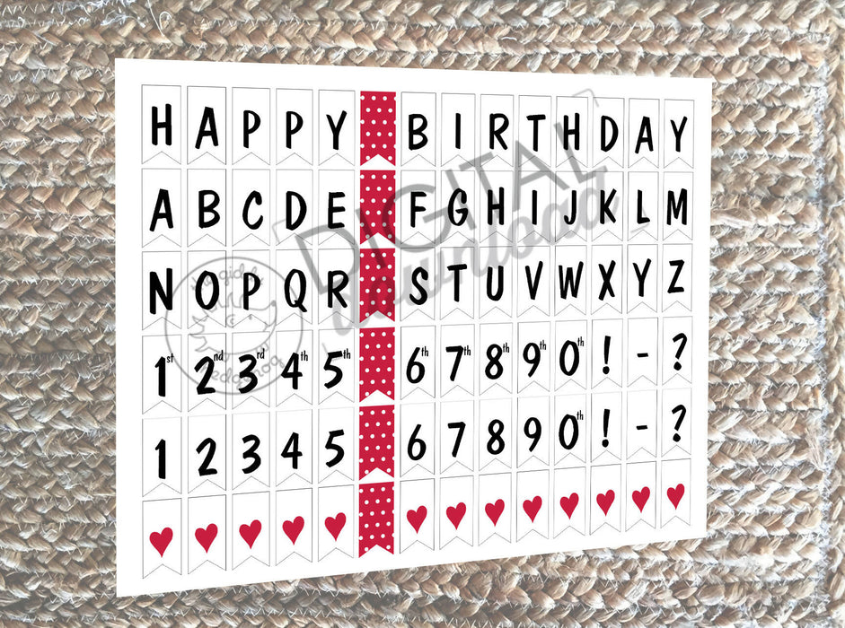 DIY Printable Cake Banner, Customizable Cake Topper in Red, Instant Download