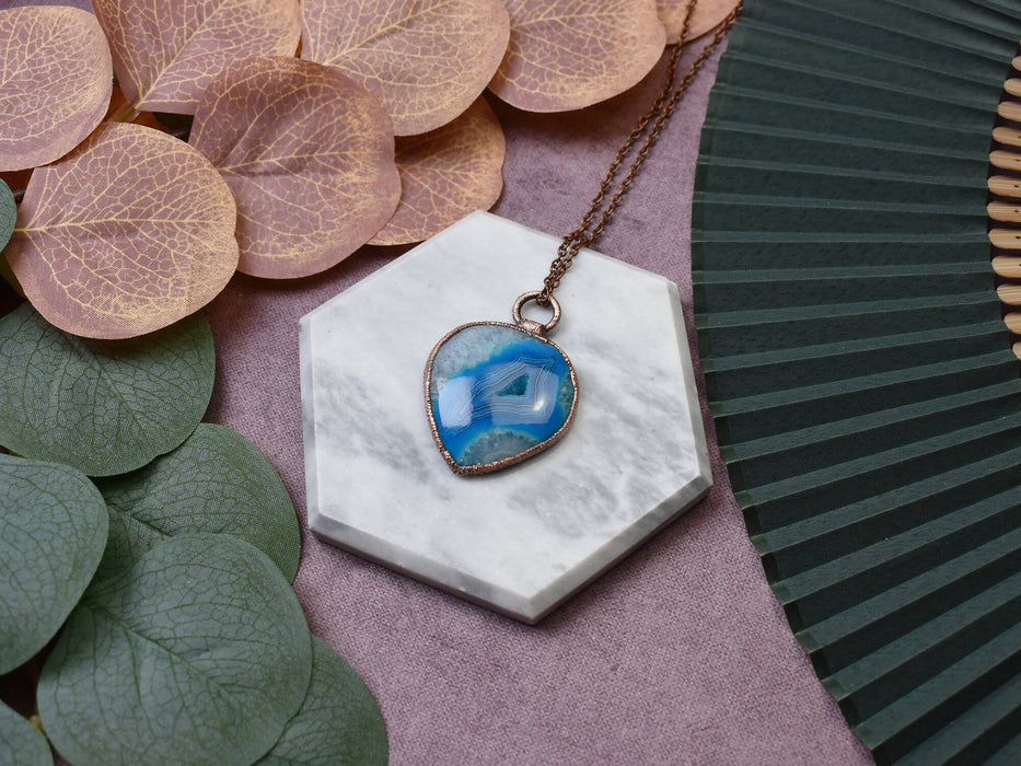 Copper Pendant with Blue Agate