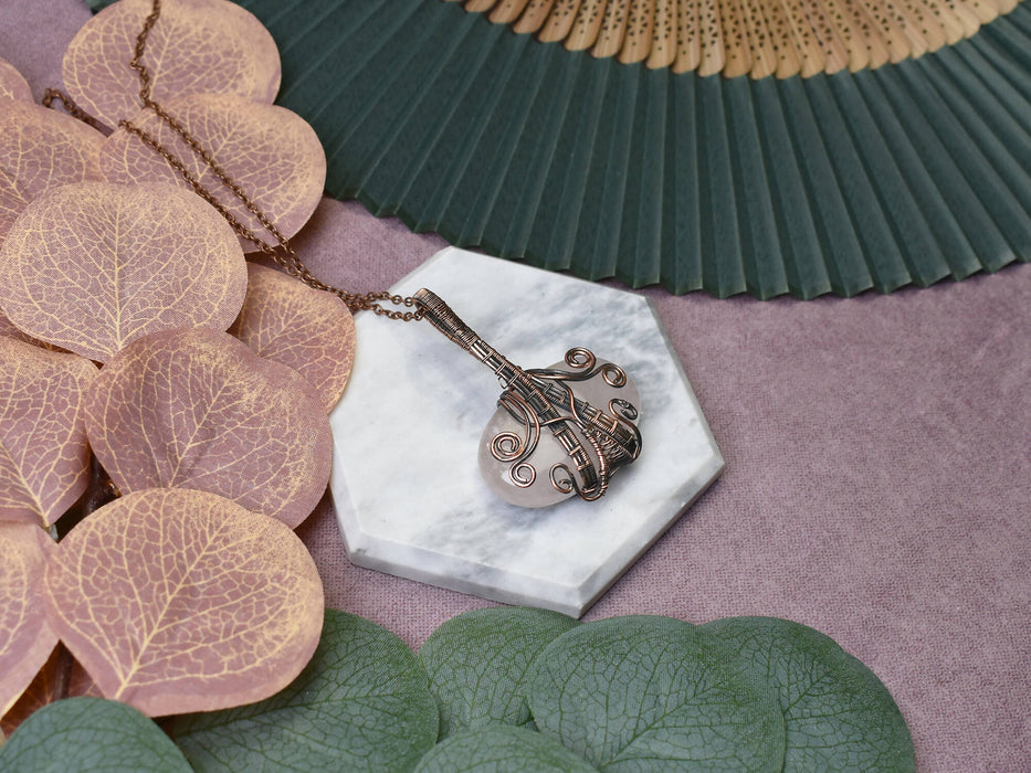 Wire Wrapped Copper Pendant with Rose Quartz
