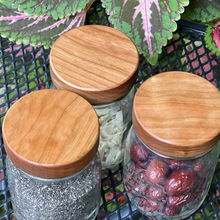 Mason jar lid in cherry