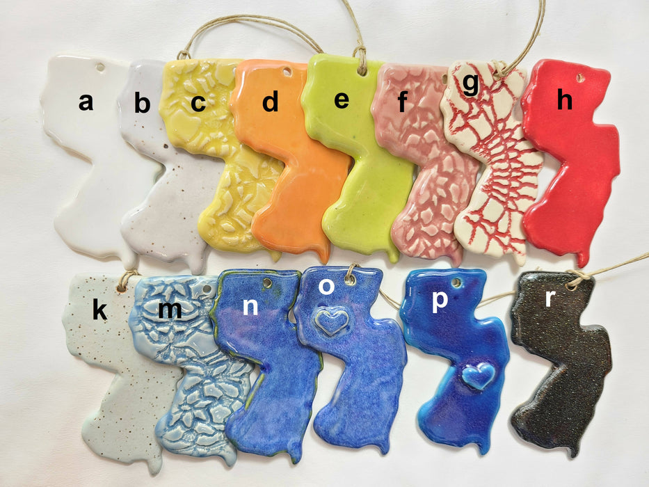 NJ New Jersey Christmas Ornament - Pottery Ornament