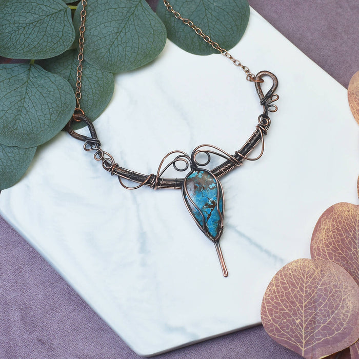 Wire Wrapped Copper Necklace with Turquoise