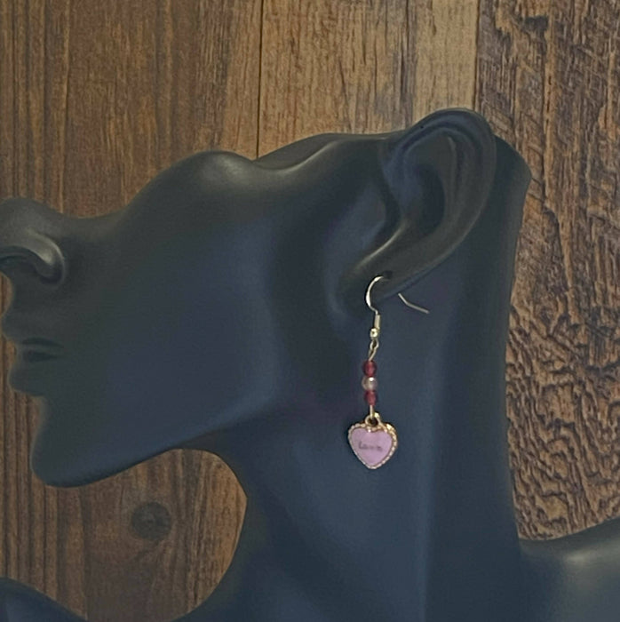 Heart Earrings - Enamel and Glass