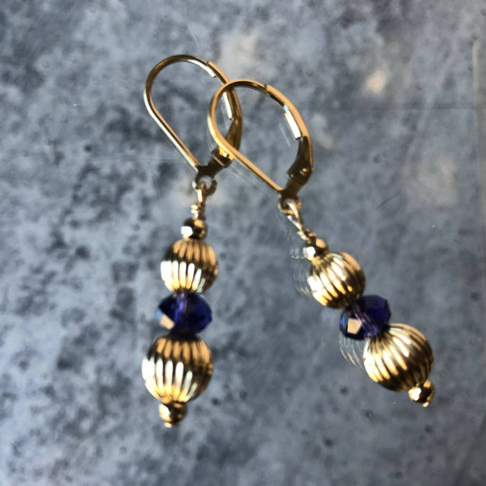 Gold-Filled Violet Swarovski Crystal Earrings