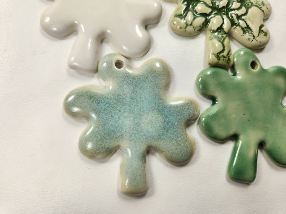 Shamrock St. Patrick's Day Ornament - Pottery Shamrock Ornament