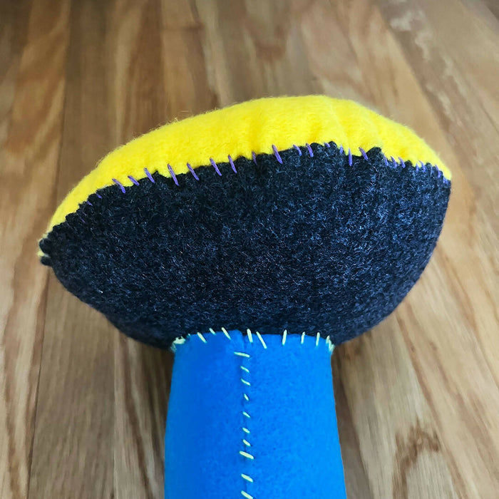 Felt Plush Mushroom - Yellow Cap, Blue Stem