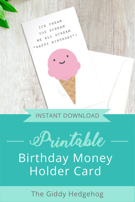 DIY Printable Greeting Card Funny Silly Greetings Ice Cream Puns Birthday Valentines Congratulations Thank You Money Check Instant Download Active