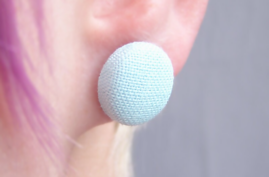 100% Cotton Fabric Cover Button Post Earrings